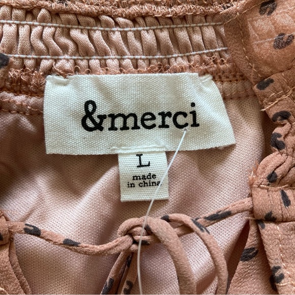 Merci Printed Front Tie Tier Dress | New No Tags | Size L | Color Dark Peach - Picture 10 of 10